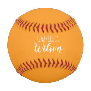 Balle De Baseball Noms personnalisés moderne orange minimaliste