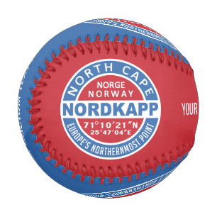 Balle De Baseball NORDKAPP Norvège baseball de texte personnalisé
