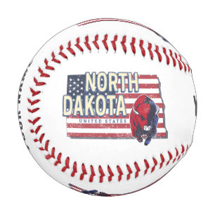 Balle De Baseball North Dakota State États-Unis Retro Map Vintage