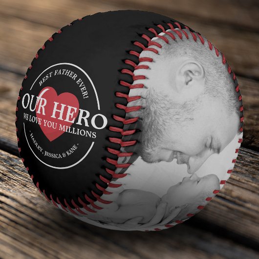 Balle De Baseball Notre papa héros | Collage photo de Best Dad Ever