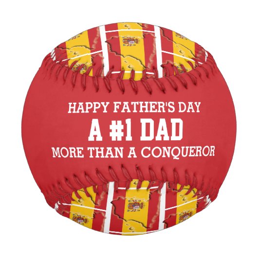 Balle De Baseball NUMÉRO 1 DAD Fête des pères du drapeau espagnol (Devant)