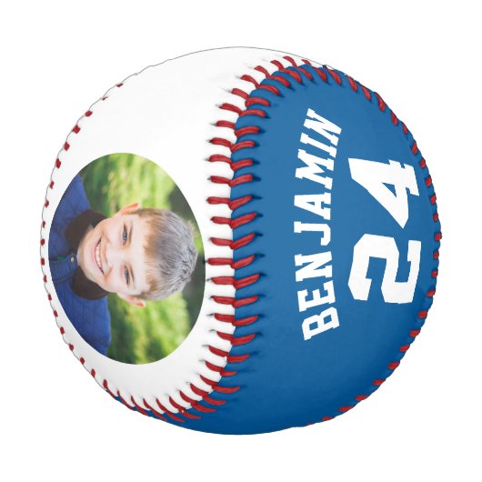 Balle De Baseball Numéro et photo Blue Jersey (Angle)