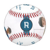 Balle De Baseball Numéro Jersey | Monogramme bleu de graduation (Dos)