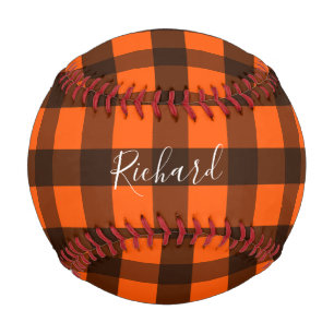 Balle De Baseball Orange and Black Checker