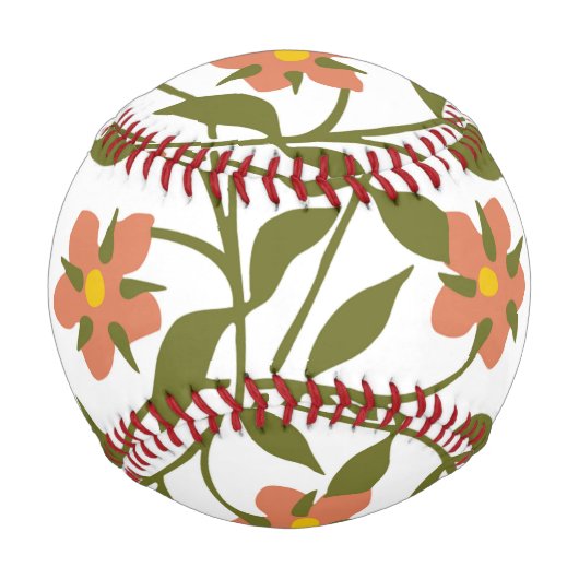 BALLE DE BASEBALL ORANGE FLEURS (Devant)