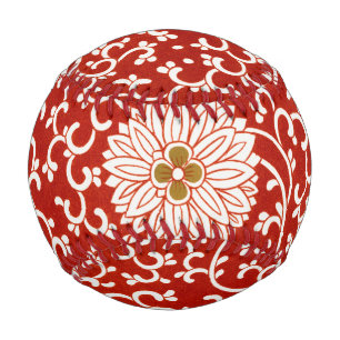 Balle De Baseball Owen Jones Ornement Chinois Fleurs Rouges et Blanc
