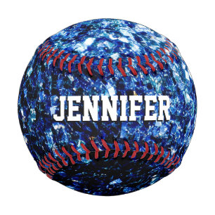 Balle De Baseball Paillettes bleu foncé scintillent Votre nom Équipe
