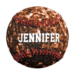 Balle De Baseball Paillettes de bronze foncé scintillent Votre nom É