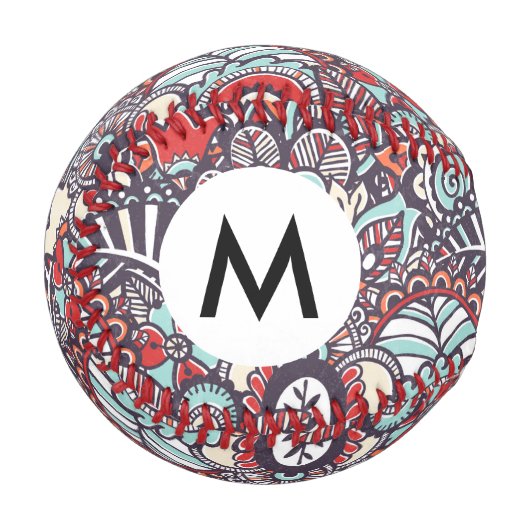 Balle De Baseball Paisley Floral Doodle Motif (Devant Gauche)