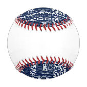 Balle De Baseball Paix et Amour Bleus (Dos)