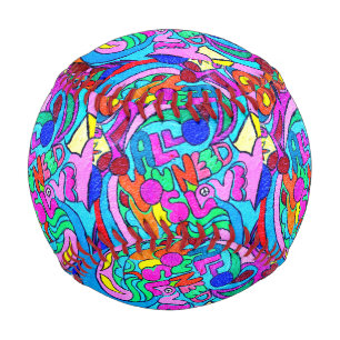 Balle De Baseball paix et amour super et colorés