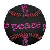 Balle De Baseball paix rose sur noir (Devant)