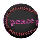 Balle De Baseball paix rose sur noir (Devant Gauche)