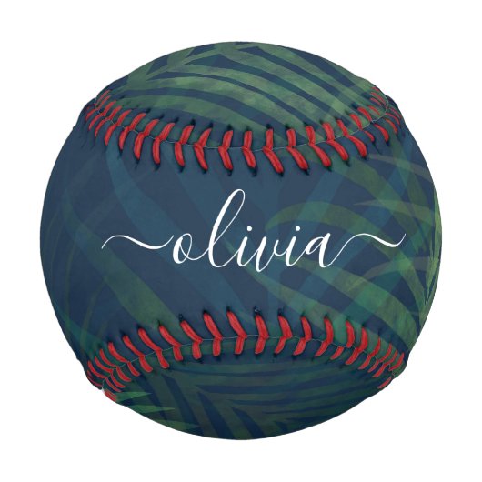 Balle De Baseball Palmiers vert foncé motif feuille (Devant)