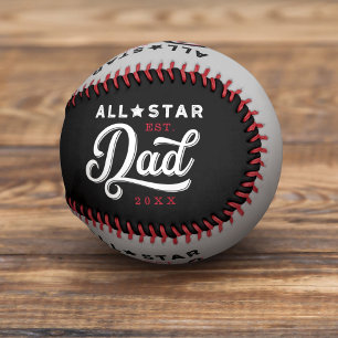 Balle De Baseball Papa étoilé, chauve-souris noire et grise et monog