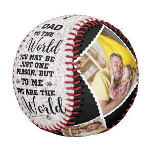 Balle De Baseball Papa To Me You Are The World Custom 4 Photo Collag