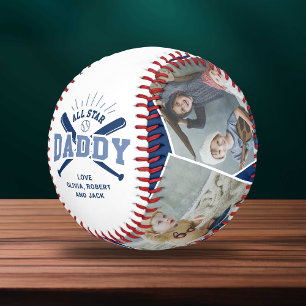 Balle De Baseball « Papa Toutes Étoiles » Bleu Personnalisé