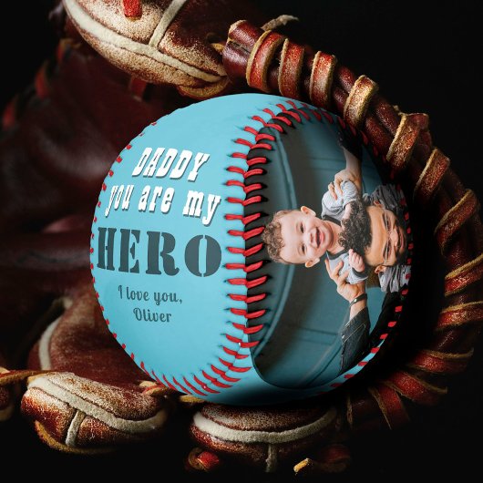 Balle De Baseball Papa, tu es mon héros Papa 2 Photo Collage