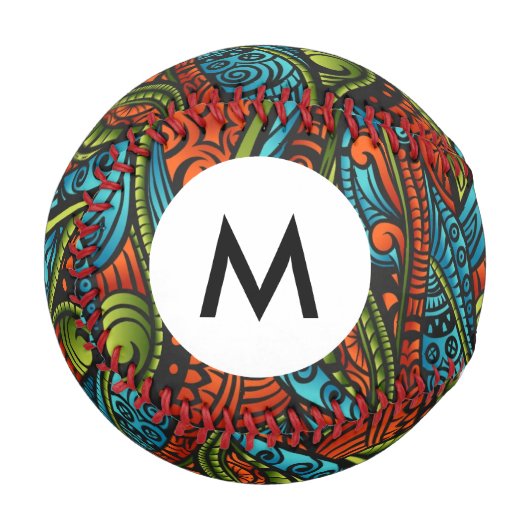 Balle De Baseball Papier peint ethnique Abstrait monogramme (Devant Gauche)