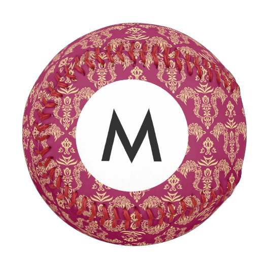 Balle De Baseball Papier peint Monogram Damask 4 (Devant Gauche)