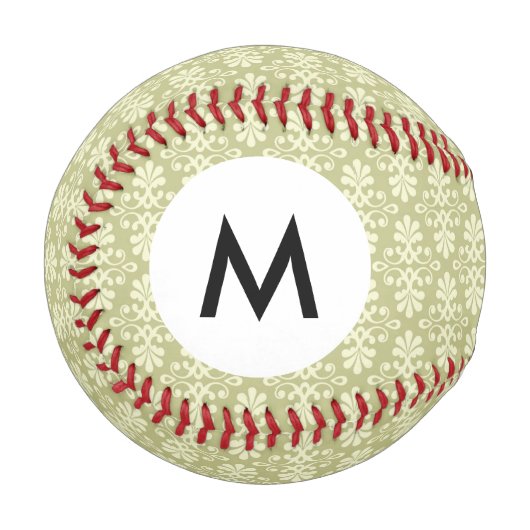 Balle De Baseball Papier peint Monogram Floral damask (Devant Gauche)