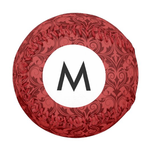Balle De Baseball Papier peint rouge Monogramme (Devant Gauche)