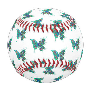 Balle De Baseball Papillon aux plumes de paon vert