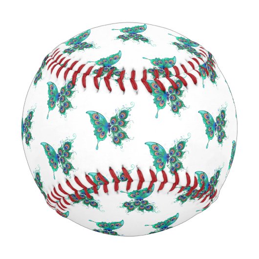 Balle De Baseball Papillon aux plumes de paon vert (Devant)