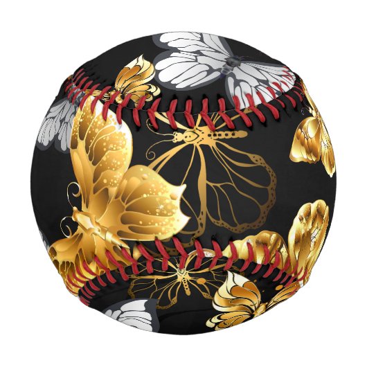 Balle De Baseball Papillons blancs et dorés (Dos)