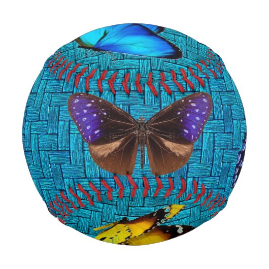 Balle De Baseball Papillons sur Baseball Turquoise (Devant)