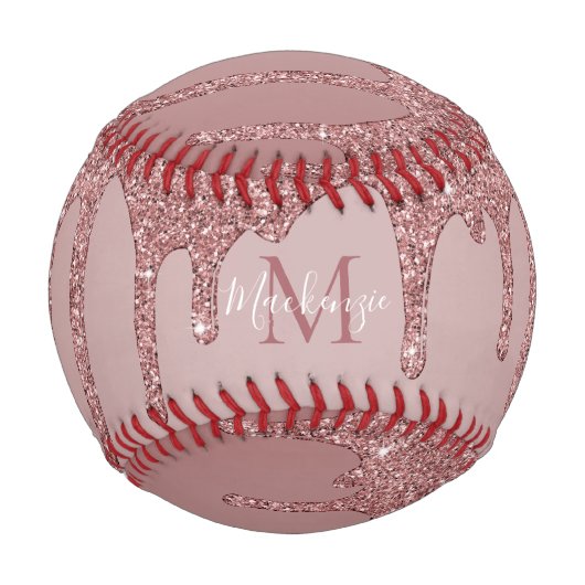Balle De Baseball Parties scintillant de goutte d'or Rose fillette M (Dos)