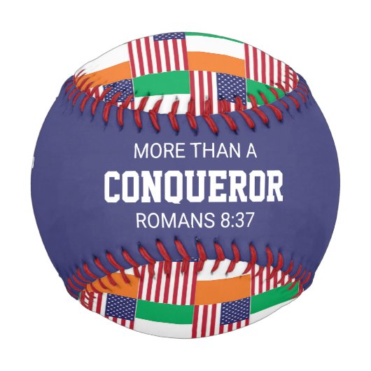 Balle De Baseball Patriotique IRLANDAIS DRAPEAU AMÉRICAIN Écriture p (Devant)