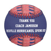 Balle De Baseball Patriotique Rouge Bleu Bleu Merci Nom de l'entraîn (Devant)