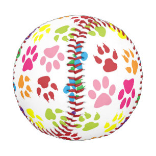 Balle De Baseball Paws Colorés, Paws Chiens, Paws Chat