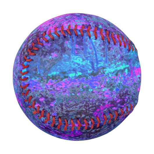 Balle De Baseball Paysage impressioniste rose chaud et bleu (Devant Gauche)