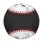 Balle De Baseball PEANUTS | Snoopy on Black White Comics (Dos)