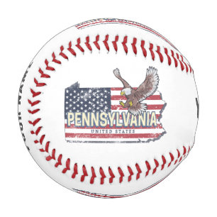 Balle De Baseball Pennsylvanie State Map États-Unis Vintage USA