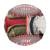 Balle De Baseball Père Noël MVP Joyeux Noël Nom 2 Photos (Devant)