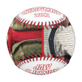 Balle De Baseball Père Noël MVP Joyeux Noël Nom 2 Photos (Devant)