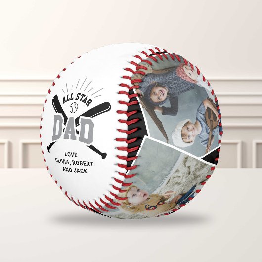 Balle De Baseball Personalized “All Star Dad” Black White