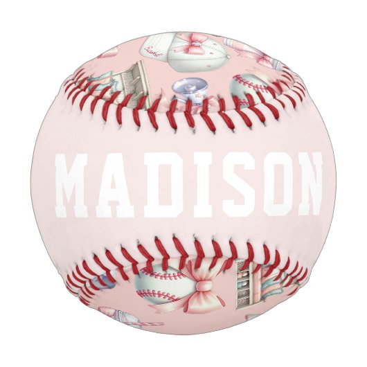 Balle De Baseball Personalized Pink Baseball – Name Girl Birthday (Dos)