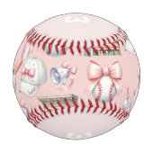 Balle De Baseball Personalized Pink Baseball – Name Girl Birthday (Devant)