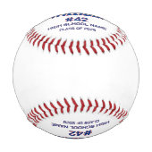 Balle De Baseball Personalized Player Name Photo (Dos)