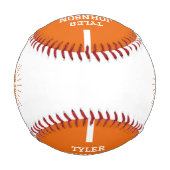 Balle De Baseball Personalized Player Team Logo Orange (Dos)