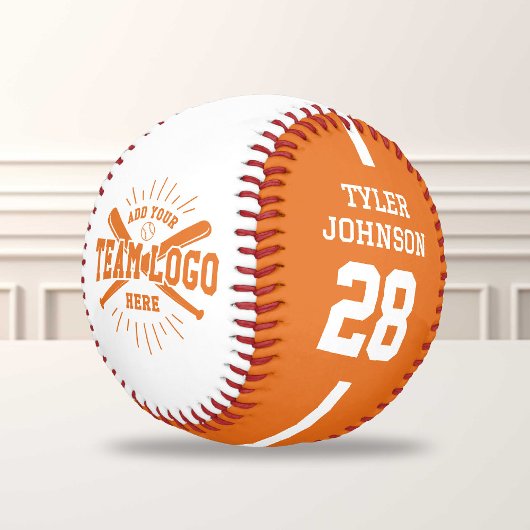 Balle De Baseball Personalized Player Team Logo Orange