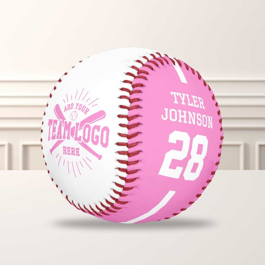 Balle De Baseball Personalized Player Team Logo Pink