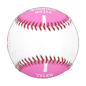 Balle De Baseball Personalized Player Team Logo Pink (Dos)