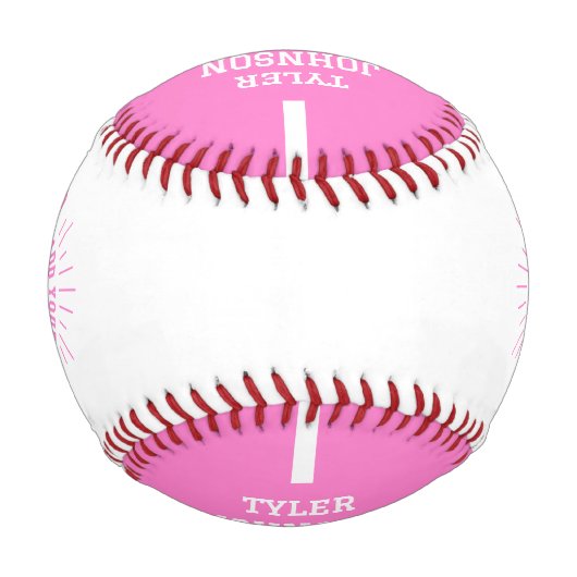 Balle De Baseball Personalized Player Team Logo Pink (Dos)