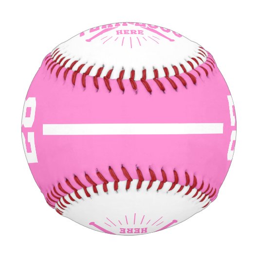 Balle De Baseball Personalized Player Team Logo Pink (Devant)