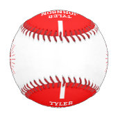 Balle De Baseball Personalized Player Team Logo Red (Dos)